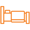 orange icon of a person lying in a bed - accommodation