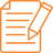 orange icon of pencil completing a claim form
