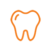 orange icon of a single tooth » HCi