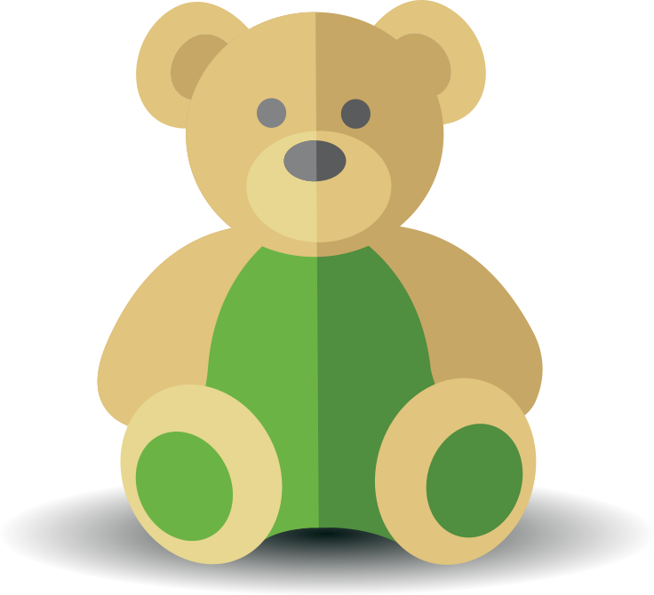 Brown and green teddy bear respresenting the HCi Nourish Program