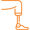 orange icon of a prosthetic leg