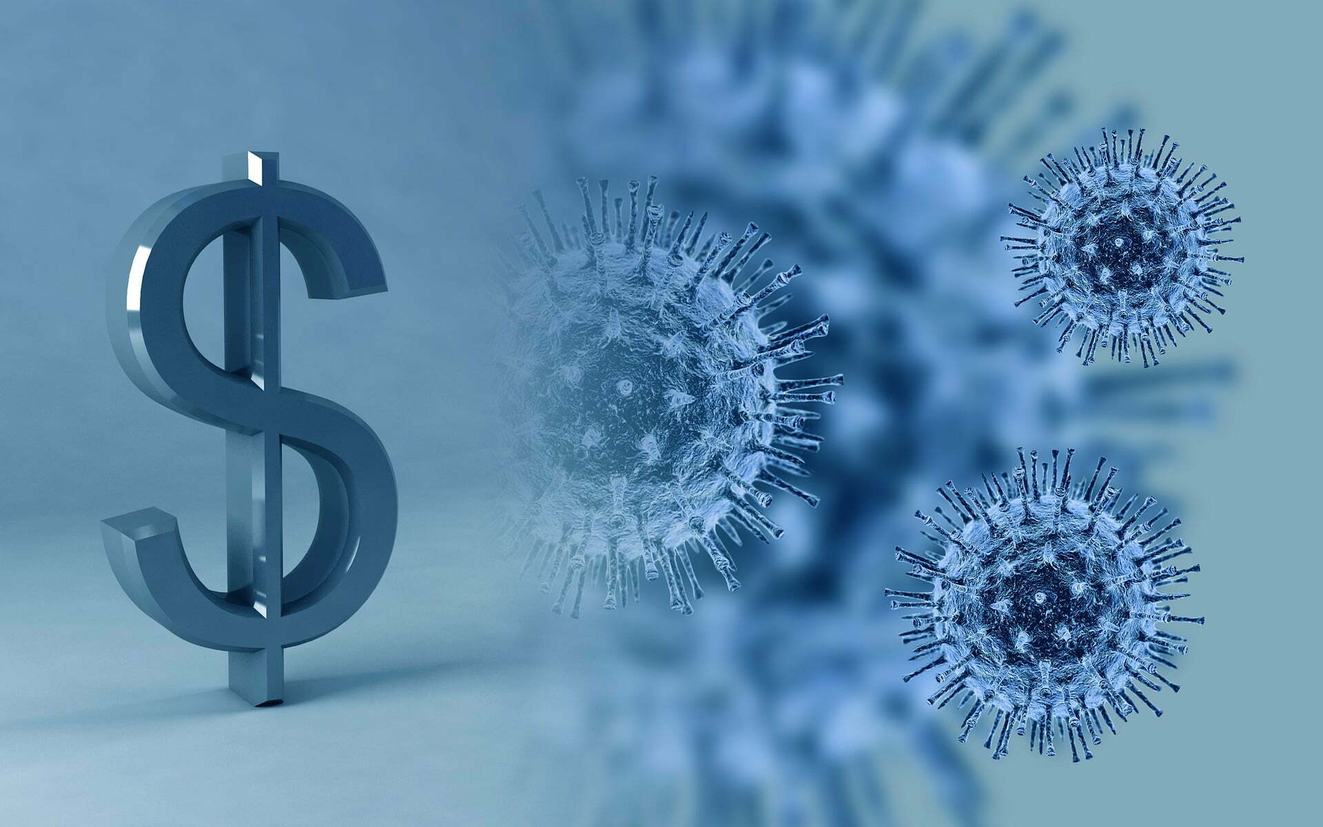 A dollar symbol beside corona viruses