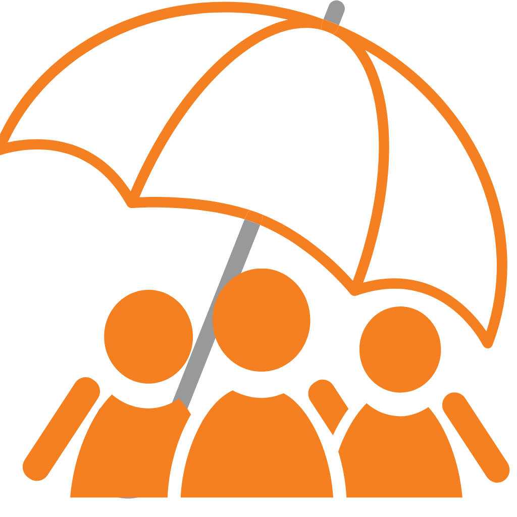 graphic representing a family under an umbrella » HCi