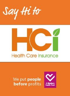 Say Hi to HCi on orange background with logo