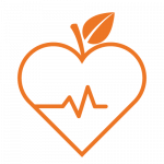 orange icon of an apple with a heart monitor line » HCi