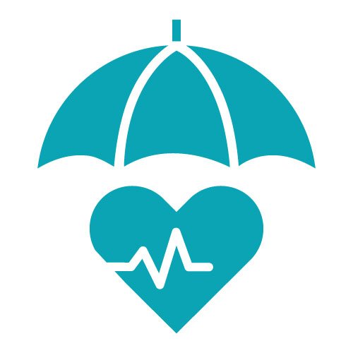 teal icon of an umbrella over a heart for HCi active extras cover » HCi