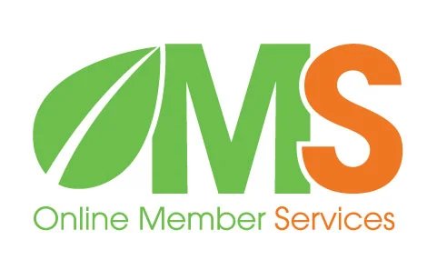 HCi OMS (Online Member Services) logo in green and orange