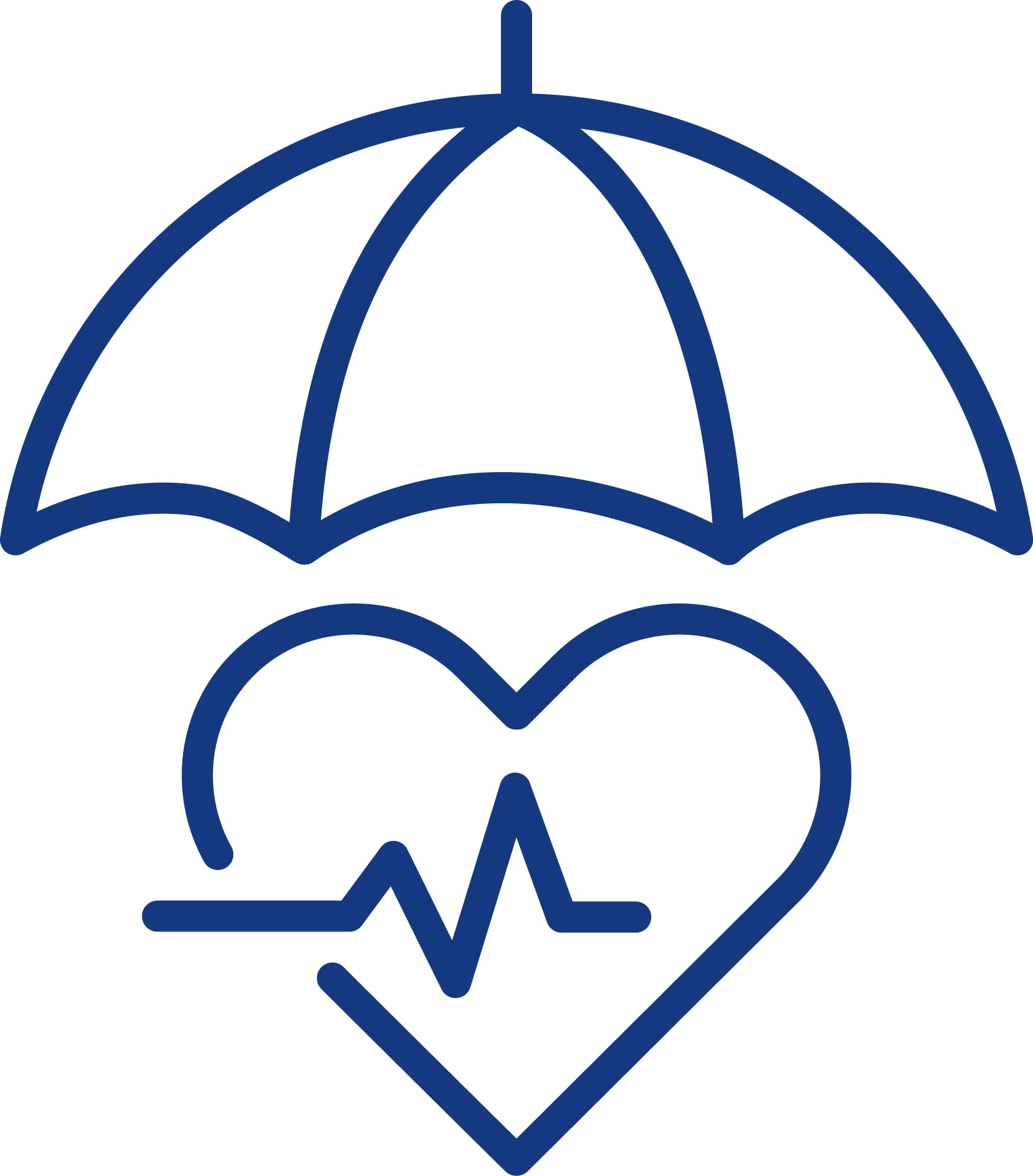 An outline icon of a blue umbrella over a heart for HCi basic extras cover » HCi