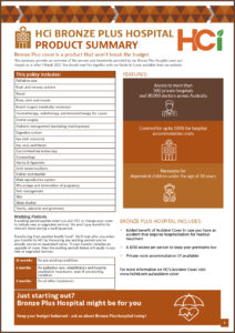 Productsheet_BronzePlus-COVER » HCi Image of the HCi Bronze Plus hospital cover product summary guide