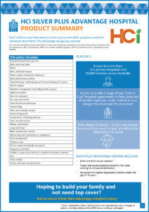 Productsheet_SilverPlusAdvantage-COVER » HCi Image of the HCi Silver Plus Summary document which explains the benefits of HCi Silver Plus hospital cover