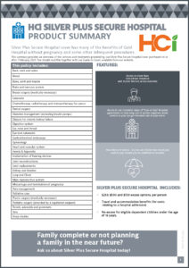 Image of the HCi Silver Plus Secure Hospital cover product summary
